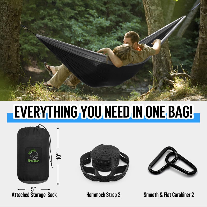 Grassman Camping Hammock Double & Single Portable Hammock with Tree Straps, Lightweight Nylon Parachute Hammocks Camping Accessories Gear for Indoor Outdoor Backpacking, Travel, Hiking, Beach - Image 4